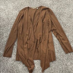 Soft Surroundings Rich Brown Faux Suede Cardigan
